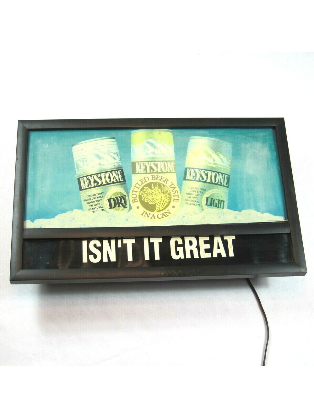 HUGE Keystone Beer Lighted Bar Sign Man Cave Dry & Light 25.5 x 15.5 WORKING!